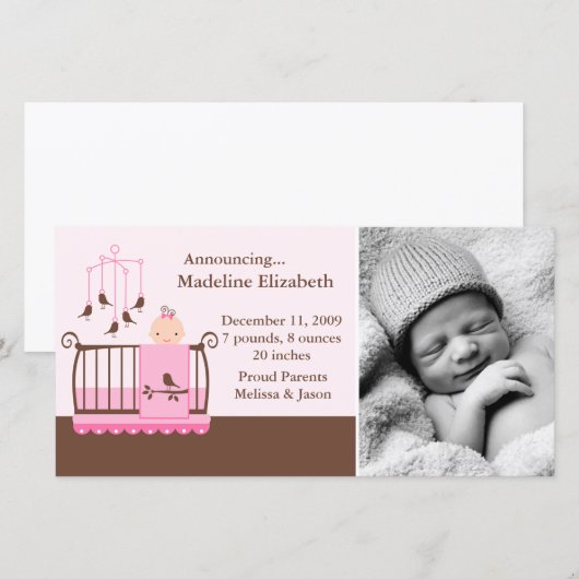 Baby Girl Foto geboorteaankondigingen Aankondiging (Voorkant / Achterkant)