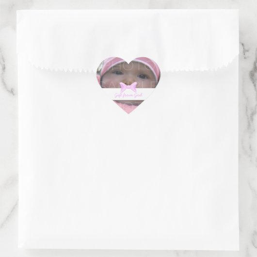 Baby girl Foto Gift van God Roze boog Hart Sticker (Tas)