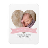 Baby Girl Foto minimalistisch geboortebericht Magneet (Verticaal)