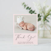 Baby Girl Foto roze Dank je geboorte aankondiging (Staand voorkant)