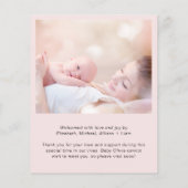 Baby Girl Foto roze Dank je geboorte aankondiging (Achterkant)