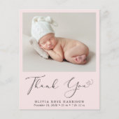 Baby Girl Foto roze Dank je geboorte aankondiging (Voorkant)
