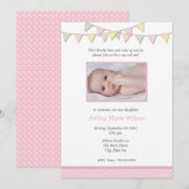 Baby Girl Foto Sip en zie Uitnodiging (Voorkant / Achterkant)