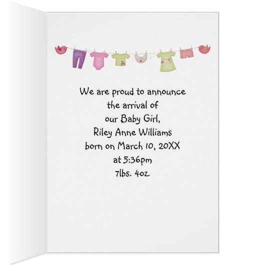 Baby Girl Fotoaankondiging (Binnen (Rechts))