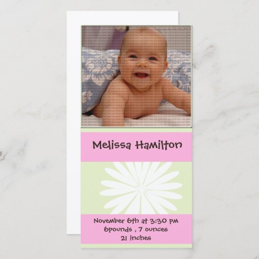 baby girl - fotokaart aankondiging (Voorkant / Achterkant)