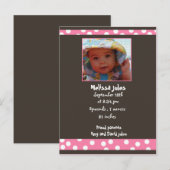 baby girl - fotokaart aankondigingskaart (Voorkant / Achterkant)