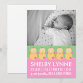 Baby Girl Fotokaart Geboorteberichten Aankondiging (Voorkant / Achterkant)