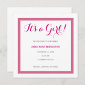 Baby Girl Geboorteaankondiging Classic Style Pink  Kaart (Voorkant / Achterkant)