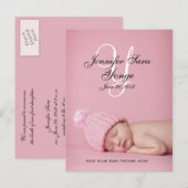 Baby Girl Geboorteaankondiging Foto Briefkaarten (Voorkant / Achterkant)