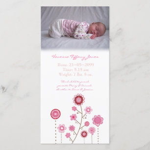 Baby Girl Geboorteaankondiging Fotokaart Sjabloon