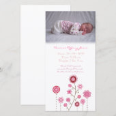 Baby Girl Geboorteaankondiging Fotokaart Sjabloon (Voorkant / Achterkant)