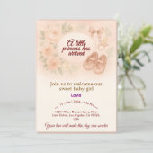 Baby Girl Geboorteaankondiging Kaart (Staand voorkant)