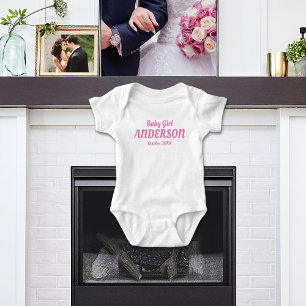 Baby Girl Geboorteaankondiging - Naam, Maand, Jaar Romper