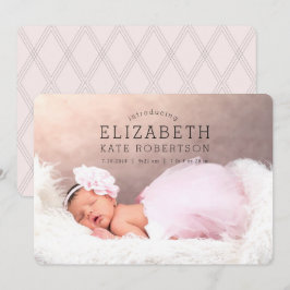 Baby Girl Geboorteaankondiging Roze Foto Kaart