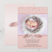 Baby Girl Geboorteaankondiging Roze Rose | FOTO Aankondiging (Voorkant / Achterkant)