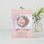 Baby Girl Geboorteaankondiging Roze Rose | FOTO Aankondiging (Staand voorkant)