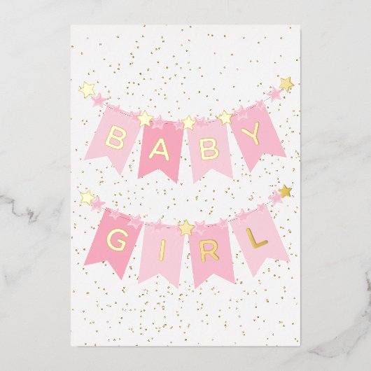 Baby Girl Gefeliciteerd Folie Kaart (Voorkant)