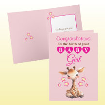 Baby girl gefeliciteerd giraffe roze