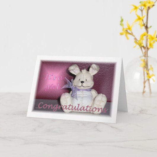 Baby Girl Gefeliciteerd Kaart (Gele Bloem)