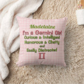 Baby Girl Gemini Zodiac Pink en Green met naam Kussen (Deken)