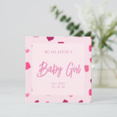 Baby Girl Gender Reveal Party Uitnodiging (Staand voorkant)