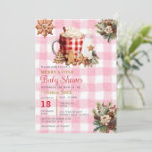 Baby Girl Gingham A Merry Little Baby Shower  Kaart (Staand voorkant)