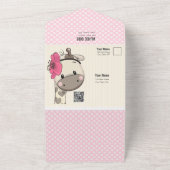 Baby Girl Giraffe Shower All in One Invitation All In One Uitnodiging (Buitenkant)
