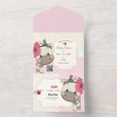 Baby Girl Giraffe Shower All in One Invitation All In One Uitnodiging (Binnen)