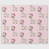 Baby Girl Giraffe Wrapping Paper Cadeaupapier (Vlak)