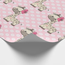 Baby Girl Giraffe Wrapping Paper