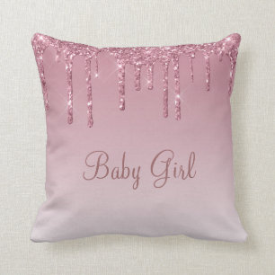 Baby Girl Glitter Girly  Bling Typografie Kussen