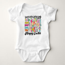 Baby Girl Glitter Paashaas Typografie Romper