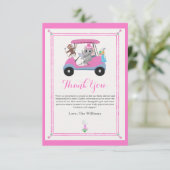 Baby Girl Golfing Elephant & Monkey Shower Bedankkaart (Staand voorkant)