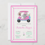 Baby Girl Golfing Elephant & Monkey Shower Kaart (Voorkant)