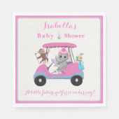 Baby Girl Golfing Elephant & Monkey Shower Servet (Voorkant)