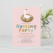 Baby Girl Goose Nesting Party Baby shower Kaart (Staand voorkant)