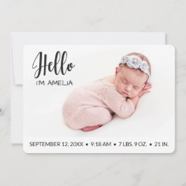Baby girl Hallo deklaagfoto modern minimalistisch Aankondiging
