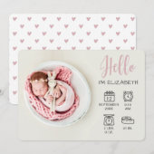 Baby girl hallo overlay foto's & geboortecijons aankondiging (Voorkant / Achterkant)