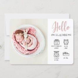 Baby girl hallo overlay foto's & geboortecijons aankondiging