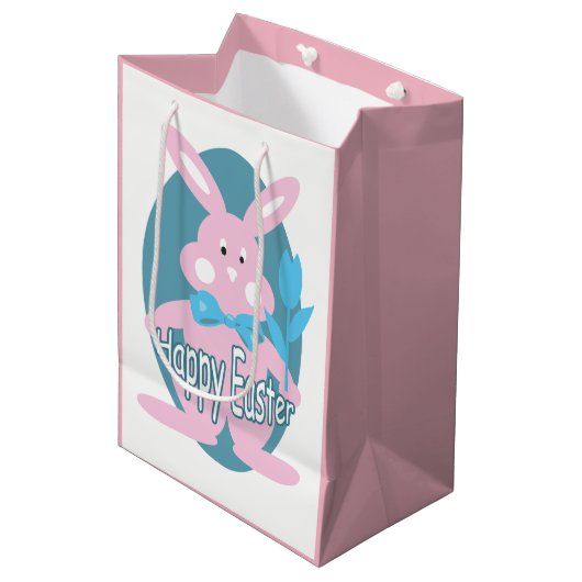 Baby Girl Happy Pasen Bunny MGB Medium Cadeauzakje (Voorkant Gekanteld)