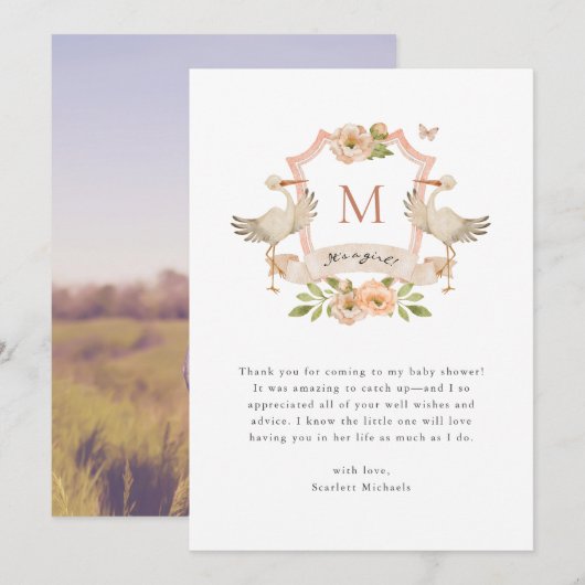 Baby Girl Hartelijk dank Bedankkaart (Voorkant / Achterkant)