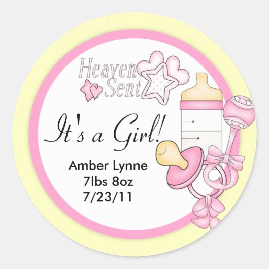 Baby Girl Heaven Verzonden  stickers (Voorkant)