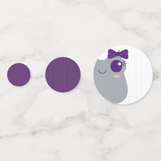 Baby Girl Horned Frog Paars Baby shower Confetti (Achterkanten)