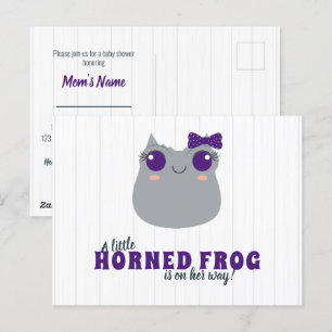 Baby Girl Horned Frog Paars Baby shower Invitatio Briefkaart