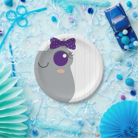 Baby Girl Horned Frog Paars Baby shower Papieren Bordje (Feest)