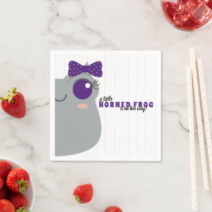 Baby Girl Horned Frog Paars Baby shower Servet