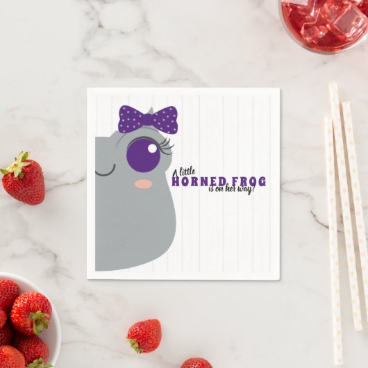 Baby Girl Horned Frog Paars Baby shower Servet (Insitu)