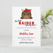 Baby Girl Horse Red Vertical Birth Announding Aankondiging (Staand voorkant)