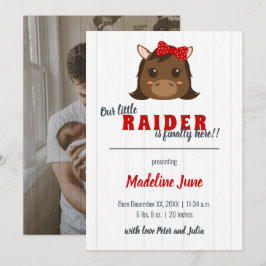Baby Girl Horse Red Vertical Birth Announding Aankondiging