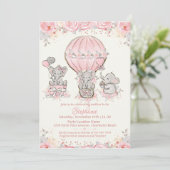 Baby Girl Hot Air-ballon Shower-uitnodiging Kaart (Staand voorkant)